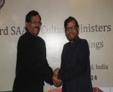 India’s Minister of State for Culture and Tourism (Independent Charge) Shri Shripad Naik shaking hands with his Bangladeshi counterpart Mr. Asad Ud Zaman Noor at the bilateral meeting