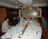 The Culture Minister of India and senior officers of The Maldives, holding a bilateral meeting at The Ashok hotel in Delhi today.