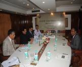 The Culture Minister of India and senior officers of The Maldives, holding a bilateral meeting at The Ashok hotel in Delhi today.