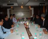 The Culture Ministers of India and Bangladesh, along with their officials, holding a bilateral meeting at The Ashok hotel in Delhi today.