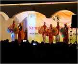 Gujarati folk dance group performing at the Lohana Mahajan auditorium under Festival of India 'Namaste Tanzania-Habari Tanzania'