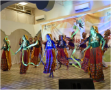 Gujarati folk dance group performing at the Lohana Mahajan auditorium under Festival of India 'Namaste Tanzania-Habari Tanzania