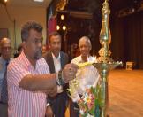 Hon'ble Cultural Affairs Minister, Southern Province lighting  the traditional oil lamp