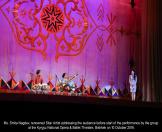 Ms. Smita Nagdev, renowned Sitar Artist addressing the audience before start of the performance by the group at the Kyrgyz National Opera & Ballet Threatre, Bishkek on 10 October 2016.