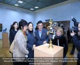Art lovers appreciating a work of art displayed at the Contemporary Indian Art Exhibition held at the National Museum of Fine Arts, Bishkek on 18 October 2016.  Altogether 1200 persons visited the exhibition over 6 days period. 