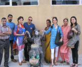 Nrityarupa During City Visit at Havana Posing With a Street Performer at Downtown Havana Cuba